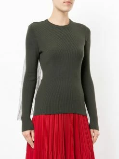 Moschino ribbed sweater with tulle inset