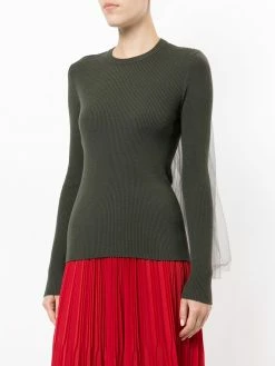 Moschino ribbed sweater with tulle inset