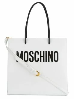 Moschino White logo print tote bag