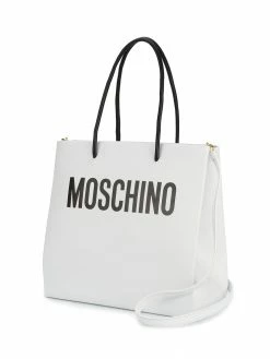 Moschino White logo print tote bag