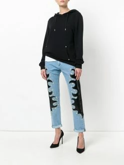 Moschino studded patch straight jeans