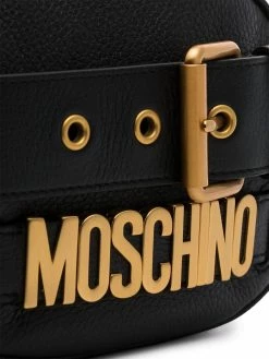 Moschino black logo leather camera bag