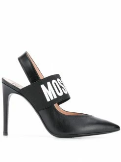 Moschino logo slingback pumps