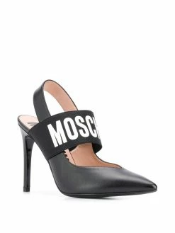 Moschino logo slingback pumps