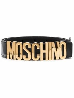 Moschino logo-plaque buckled belt