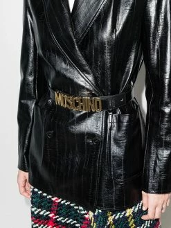 Moschino logo-plaque buckled belt