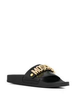 Moschino embellished logo slide sandals