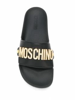 Moschino embellished logo slide sandals
