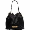 Moschino logo plaque drawstring bucket bag