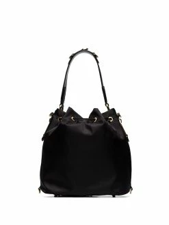 Moschino logo plaque drawstring bucket bag