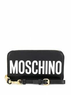 Moschino logo print zipped wallet