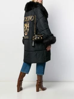 Moschino logo printed puffer coat