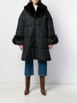 Moschino logo printed puffer coat