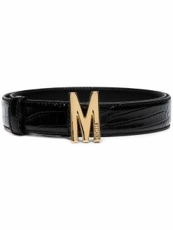 Moschino M buckle crocodile-effect belt