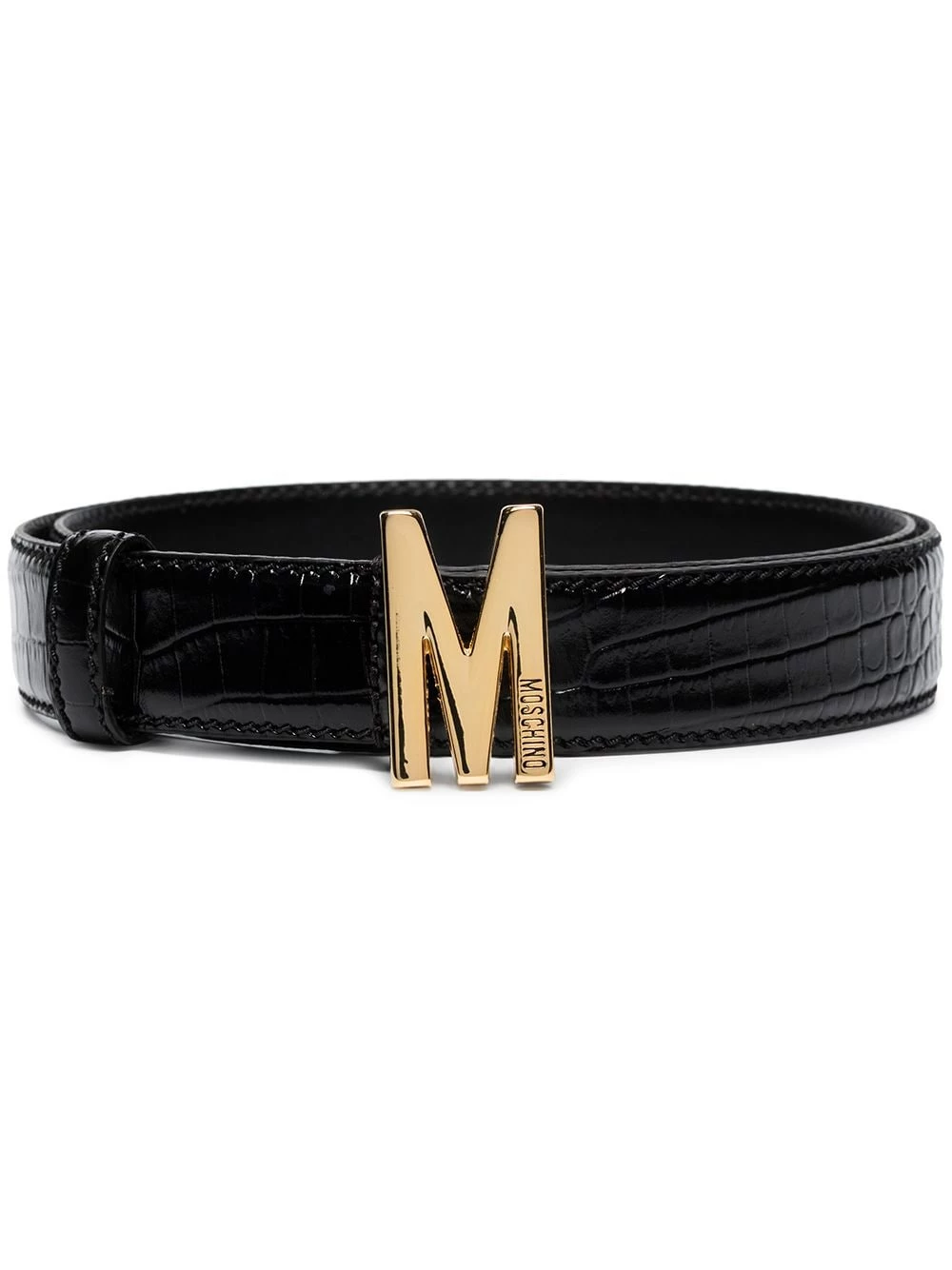 Discount ๐ Moschino M buckle crocodile effect belt ๐ 3 Moschino M buckle crocodile-effect belt