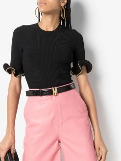 Moschino M buckle crocodile-effect belt