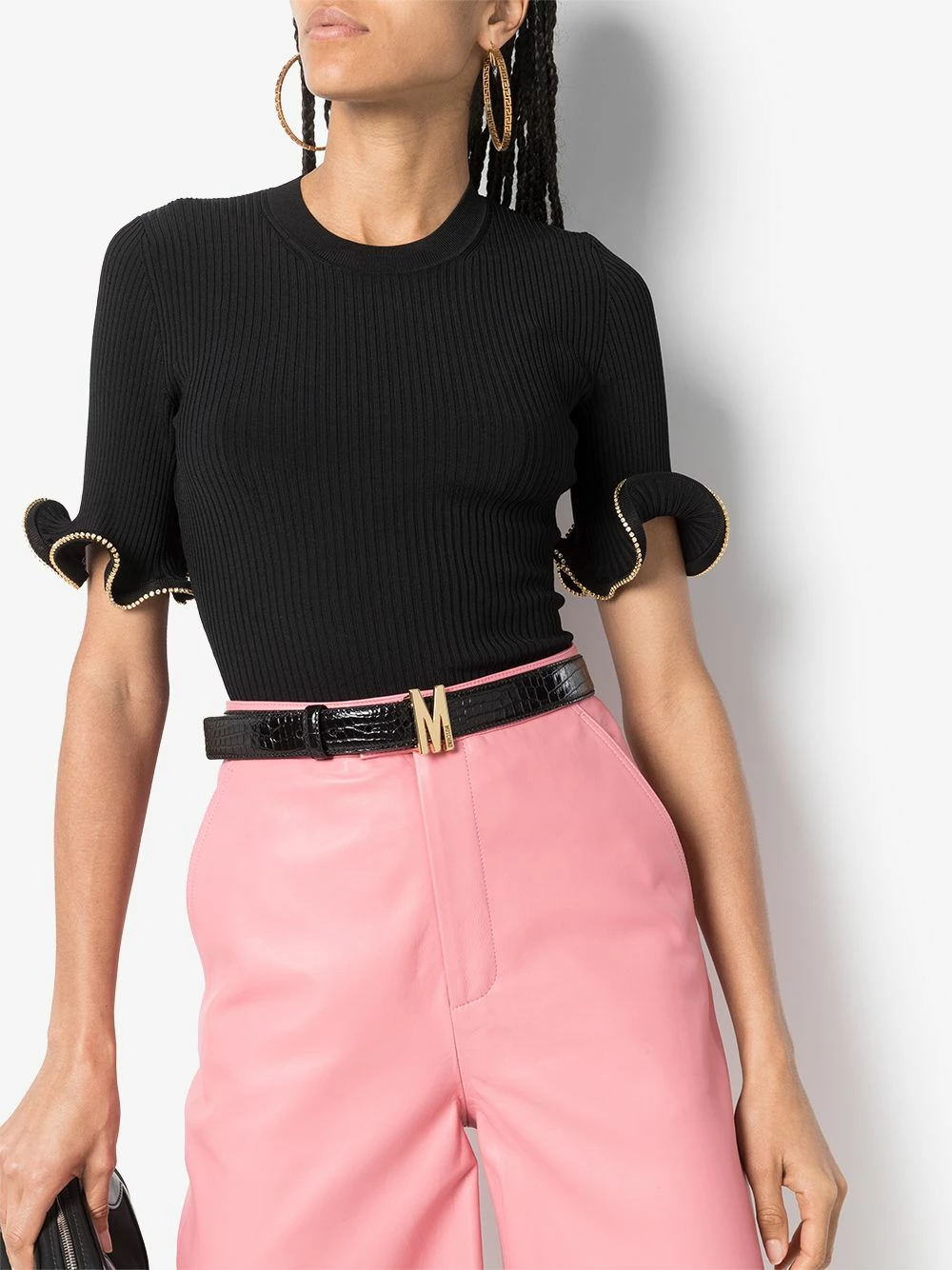 Discount ๐ Moschino M buckle crocodile effect belt ๐ 4 Moschino M buckle crocodile-effect belt