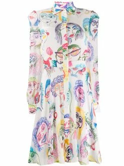 Moschino portrait doodle print dress