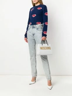 Moschino square logo-print tote bag