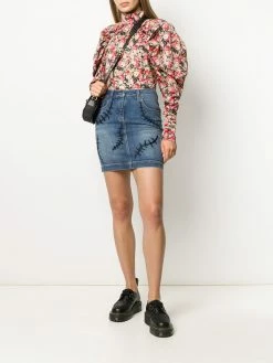 Moschino embroidered detail denim skirt