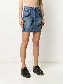 Moschino embroidered detail denim skirt