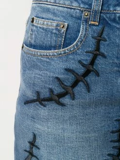 Moschino embroidered detail denim skirt