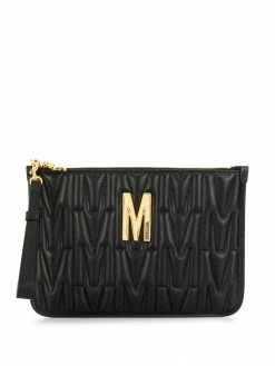 Moschino quilted monogram clutch