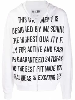 Moschino slogan-print zip-front hoodie