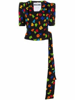 Moschino letters print wrap top