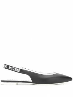 Moschino logo-strap slingback ballerina shoes