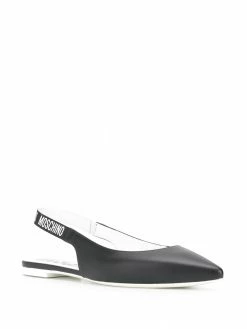 Moschino logo-strap slingback ballerina shoes