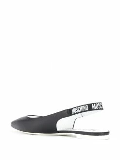 Moschino logo-strap slingback ballerina shoes