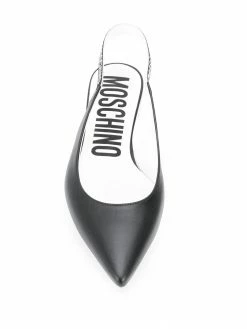 Moschino logo-strap slingback ballerina shoes