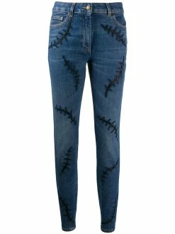 Moschino embroidered stitch mid-rise jeans