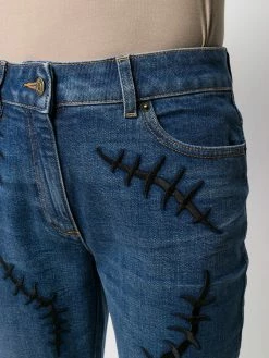 Moschino embroidered stitch mid-rise jeans