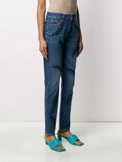 Moschino embroidered stitch mid-rise jeans