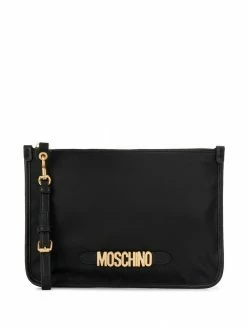 Moschino logo zip clutch bag