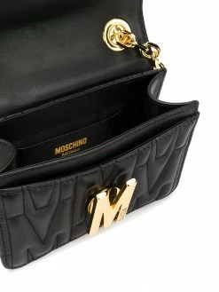 Moschino M-plaque quilted crossbody bag