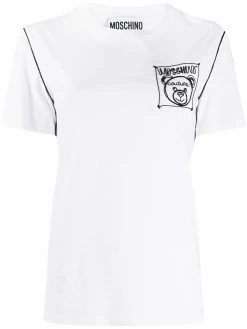 Moschino Teddy-label embroidered T-shirt
