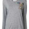 Moschino embroidered Teddy Bear V-neck jumper