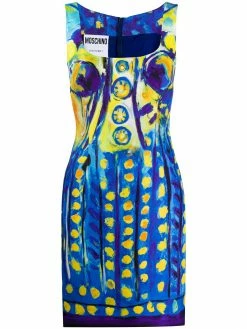 Moschino painted-print mini dress