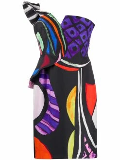 Moschino Abstract print fitted dress