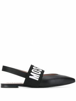 Moschino logo-embellished pointed ballerina shoes