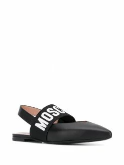 Moschino logo-embellished pointed ballerina shoes