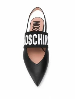 Moschino logo-embellished pointed ballerina shoes