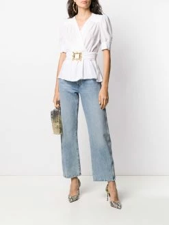 Moschino wrap-style belted blouse