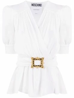 Moschino wrap-style belted blouse
