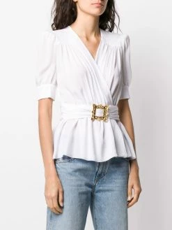 Moschino wrap-style belted blouse
