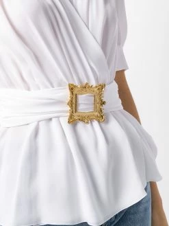 Moschino wrap-style belted blouse