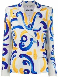 Moschino double-breasted tile-print blazer